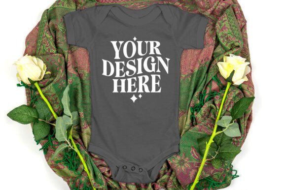 Bella Canvas 100B Bodysuit Mockup Asphal for Product Mockups and Graphics