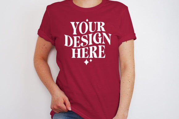 Bella Canvas 3001 Cardinal Mockup for Product Mockups and Graphics