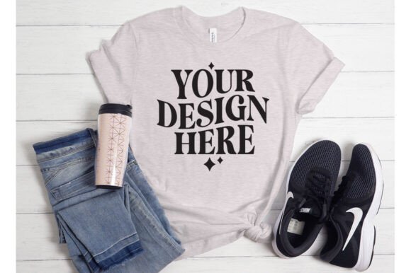 Bella Canvas 3001 Heather Grey Mockup for Product Mockups and Graphics