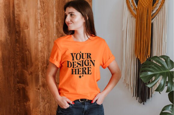 Bella Canvas 3001 Mockup Orange - A Vibrant Graphic Asset for Product Mockups