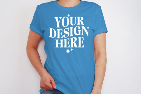 Bella Canvas 3001 Ocean Blue Mockup for Product Mockups and Graphics