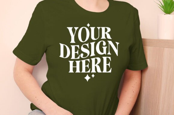 Bella Canvas 3001 Olive Mockup for Handmade Crafts