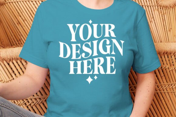 Bella Canvas 3001 True Turquoise Mockup for Product Mockups and Graphics