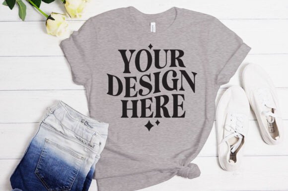 Bella Canvas Athletic Heather Mockup for Product Mockups and Graphics