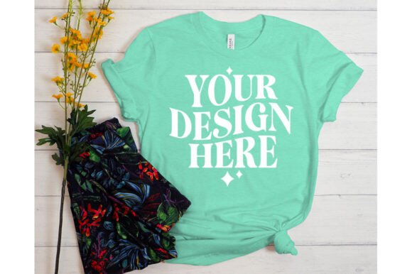 Bella Canvas Heather Mint Mockup for Crafting and Product Graphics