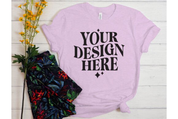 Bella Canvas Heather Prism Lilac Mockup for Graphics and Product Mockups