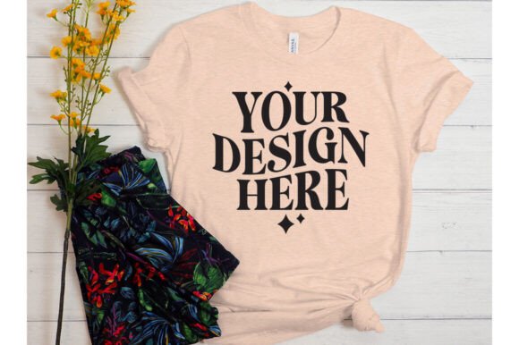 Bella Canvas Heather Prism Peach Mockup for Graphics and Product Mockups