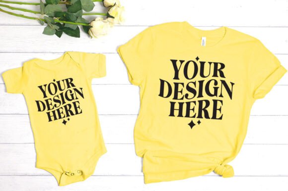 Bella Canvas Mommy and Me Yellow Mockup for Product Mockups and Graphics