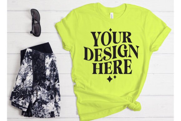 Bella Canvas Neon Yellow Mockup for Product Mockups and Graphics