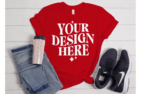 Bella Canvas Red Mockup for Product Mockups and Graphics