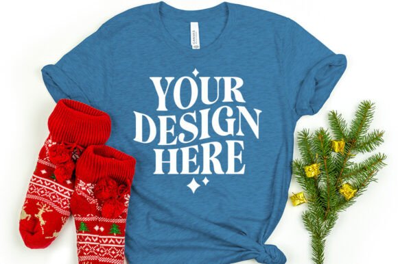 Christmas Bella Canvas 3001 Mockup Deep for Product Mockups and Graphics