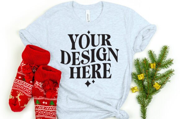 Christmas Bella Canvas 3001 Mockup Ice B - A Festive Graphic Asset