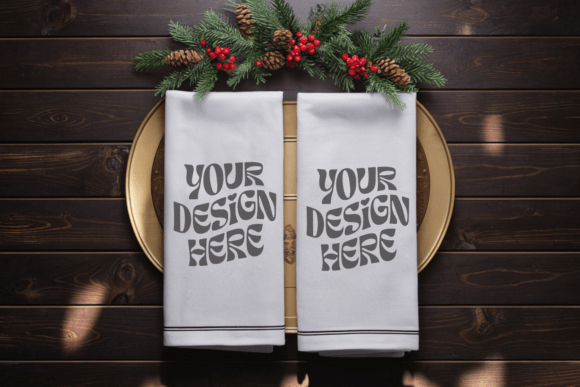 Christmas Kitchen Towel Mockup 26 - A Festive Graphic Design Asset