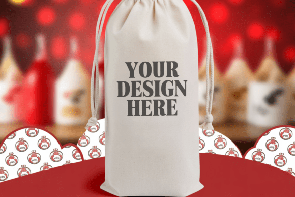 Christmas Wine Bag Mockup 14: A Festive Graphic Asset for Product Mockups