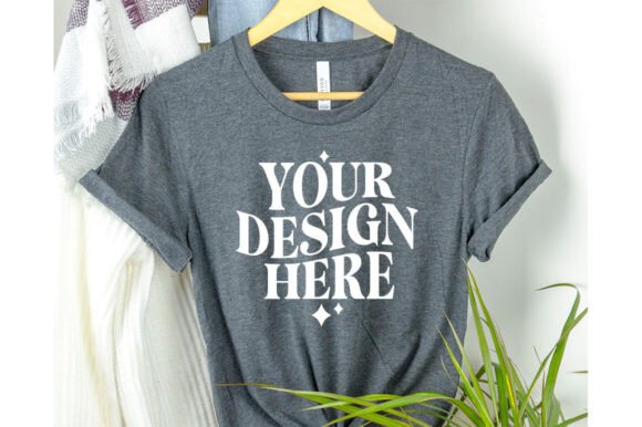 Dark Gray Bella Canvas 3001 Mockup for Professional Graphics