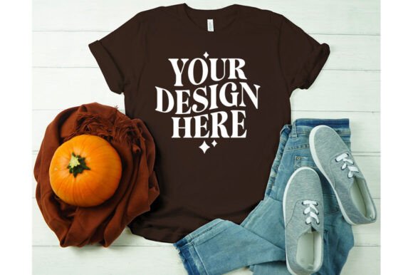 Fall Bella Canvas 3001 Black Mockup for Product Mockups and Graphics