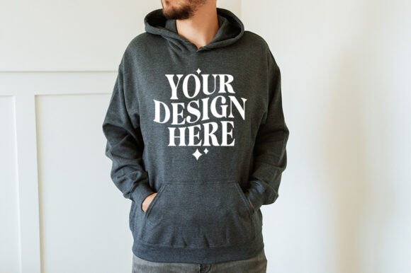 Gildan 18500 Dark Heather Mockup - Product Mockups in Graphics