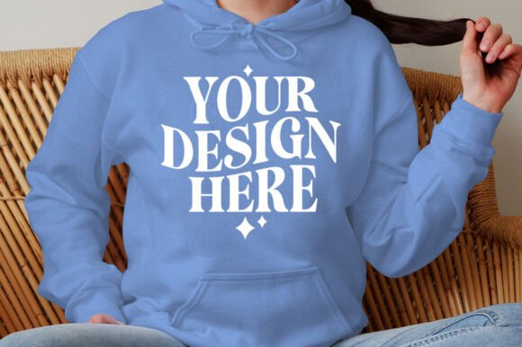 Gildan 18500 Hoodie Carolina Blue Mockup - Product Mockups for Graphics