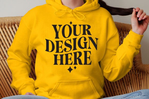 Gildan 18500 Hoodie Gold Mockup - A Versatile Graphic Design Asset
