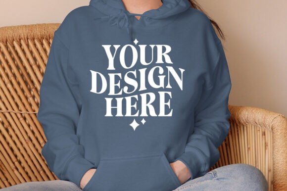 Gildan 18500 Hoodie Indigo Blue Mockup