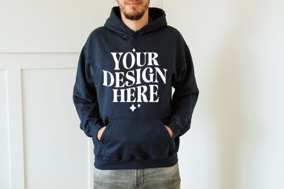 Gildan 18500 Navy Mockup for Product Mockups and Graphics
