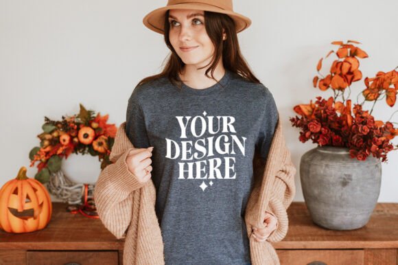 Gildan 64000 Fall Dark Heather Mockup for Product Mockups and Graphics