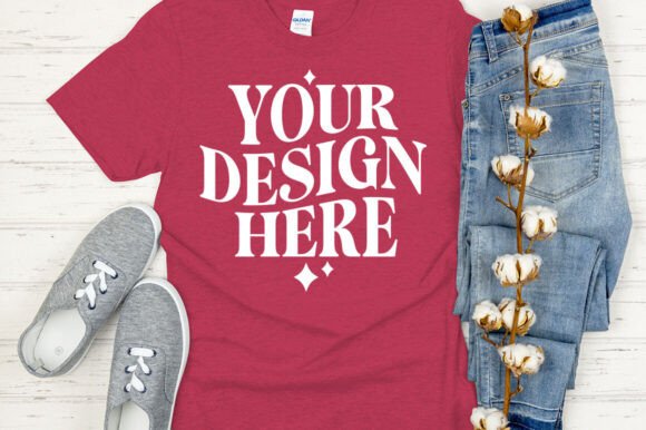 Gildan 64000 Mockup Antique Cherry Red Graphics