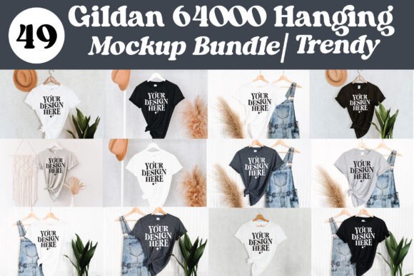 Gildan 64000 Mockup Bundle for Product Mockups and Graphics