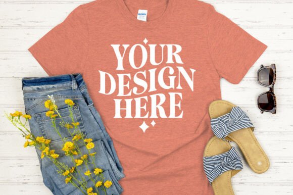 Gildan 64000 Mockup Heather Bronze Graphics