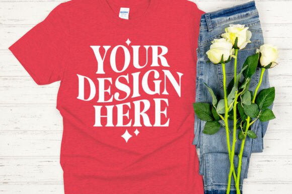 Gildan 64000 Mockup Heather Red