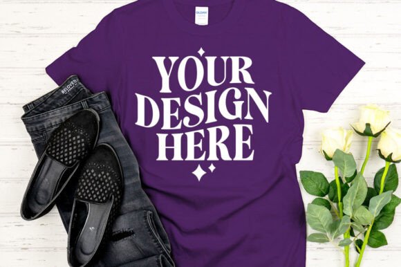 Gildan 64000 Mockup Purple Graphics