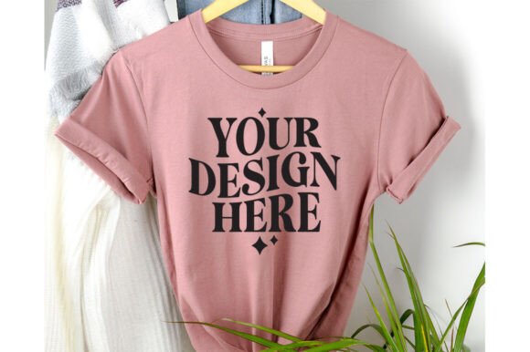 Mauve Bella Canvas 3001 Hanging Mockup - Graphics for Product Mockups